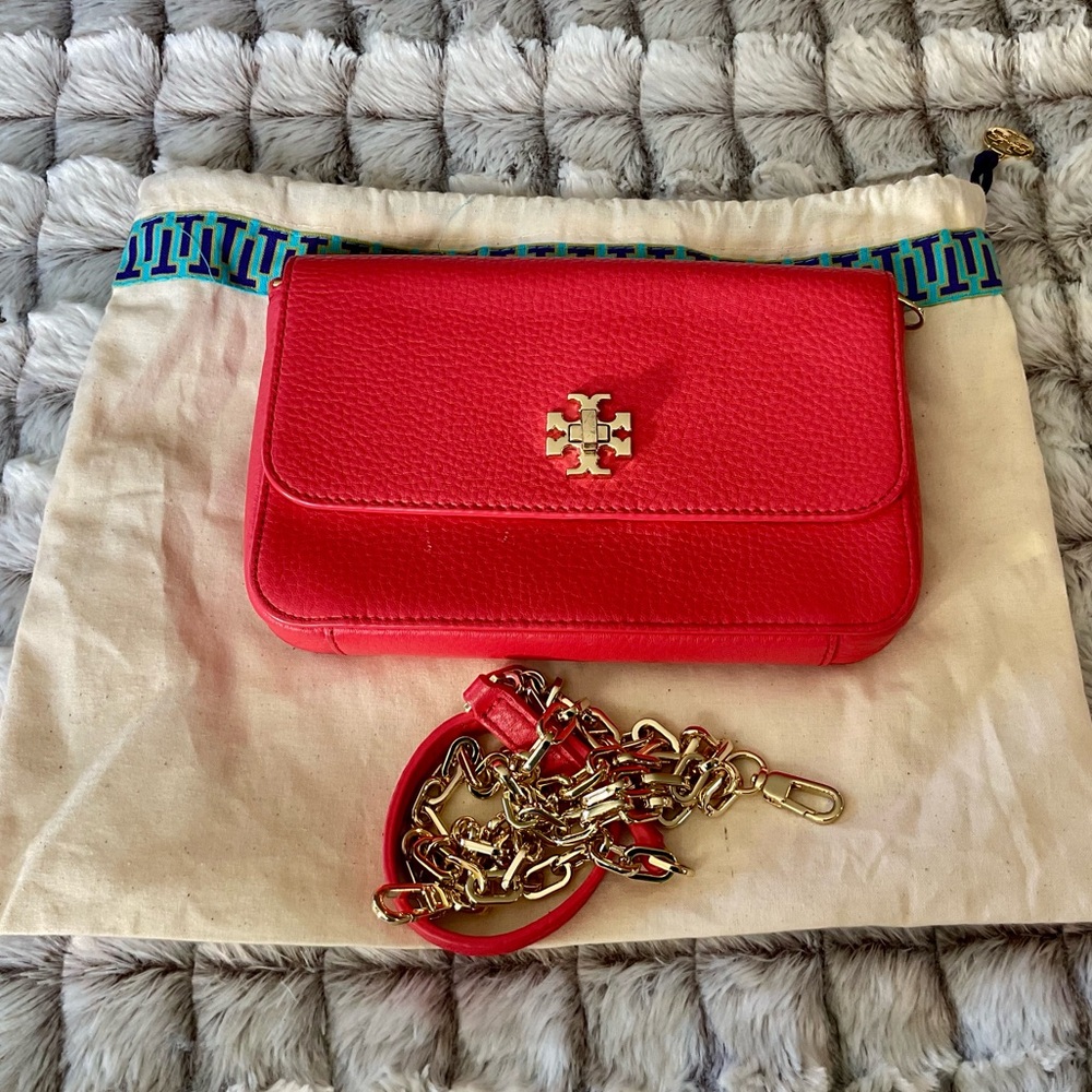 TORY BURCH Red Leather Crossbody Bag
